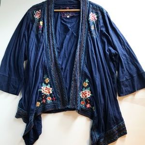 Johnny Was open front Floral embroidered cardigan